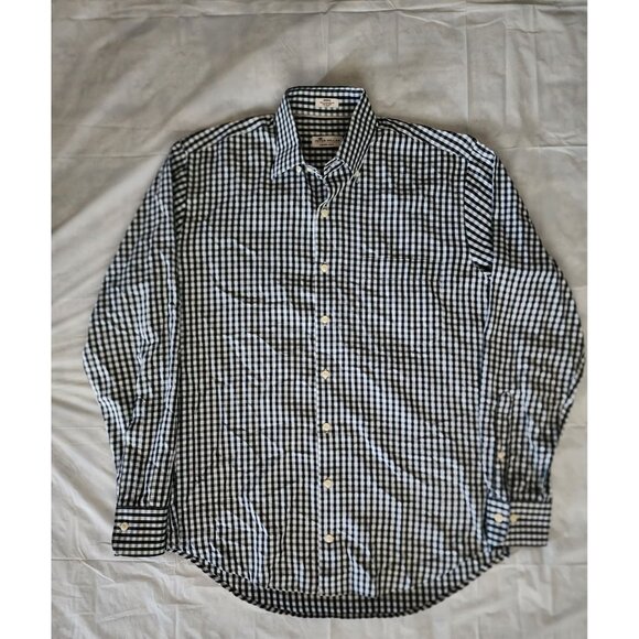 Peter Millar Crown Soft Black/White Plaid Cotton-Silk Button-Down Shirt Medium - Picture 3 of 10